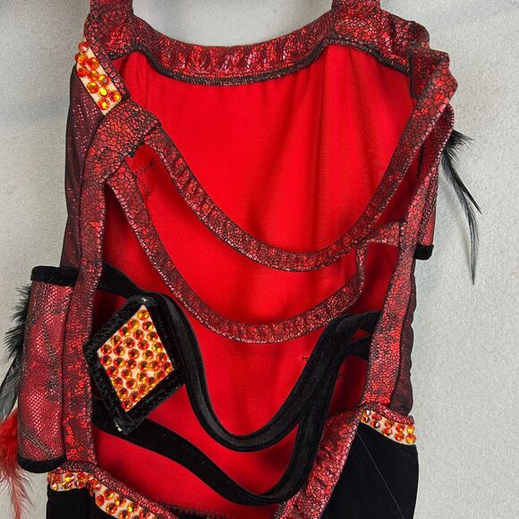Mara Dancewear Small Black Red Feather Jazz Costume Set Stage Recital Outfit - Picture 10 of 15